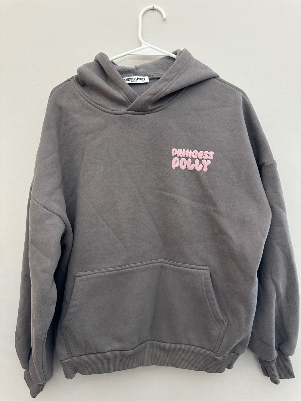 Princess Polly Charcoal Hoodie with Pink Logo